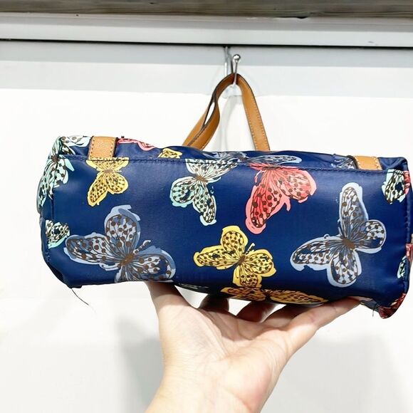 Franco Sarto handbag Navy butterfly print Water resistant Tote Bag Twist Clasp - Picture 7 of 12